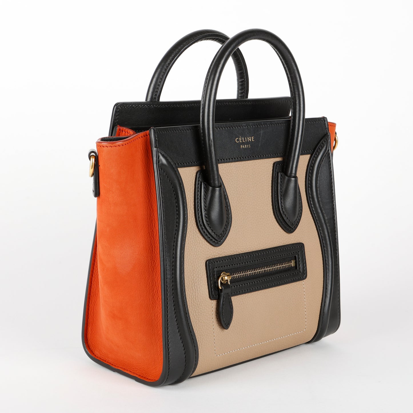 Tricolor Nano Luggage Black, Beige, Orange