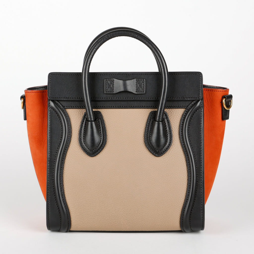 Tricolor Nano Luggage Black, Beige, Orange