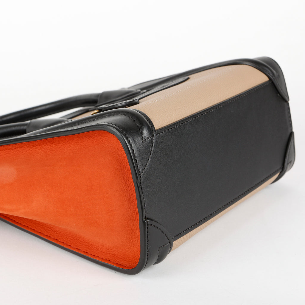 Tricolor Nano Luggage Black, Beige, Orange