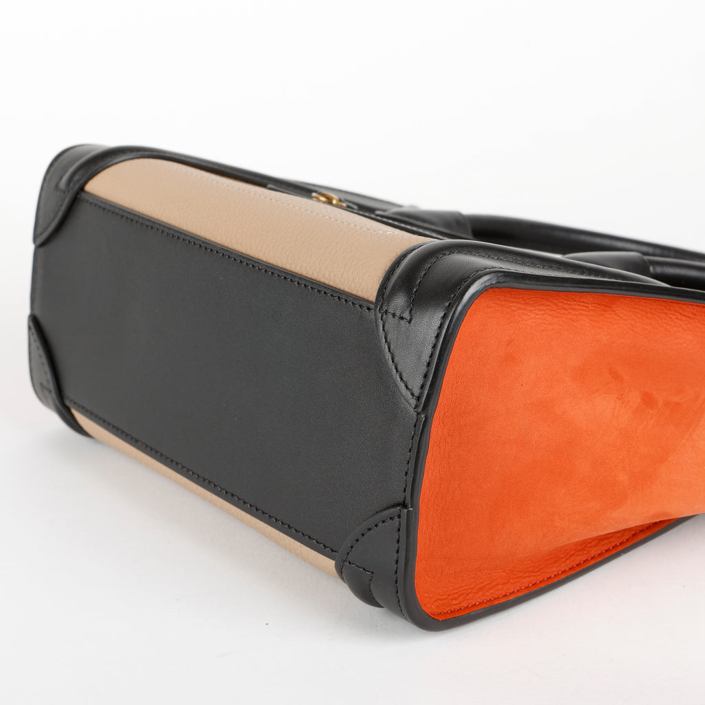 Tricolor Nano Luggage Black, Beige, Orange