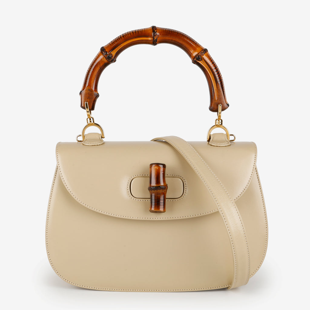 Medium Bamboo Top Handle Beige