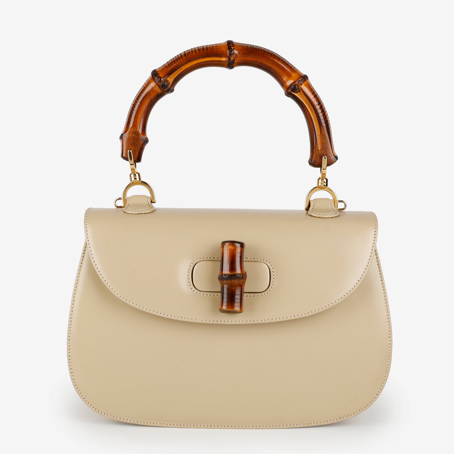 Medium Bamboo Top Handle Beige