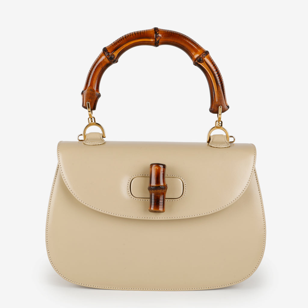 Medium Bamboo Top Handle Beige