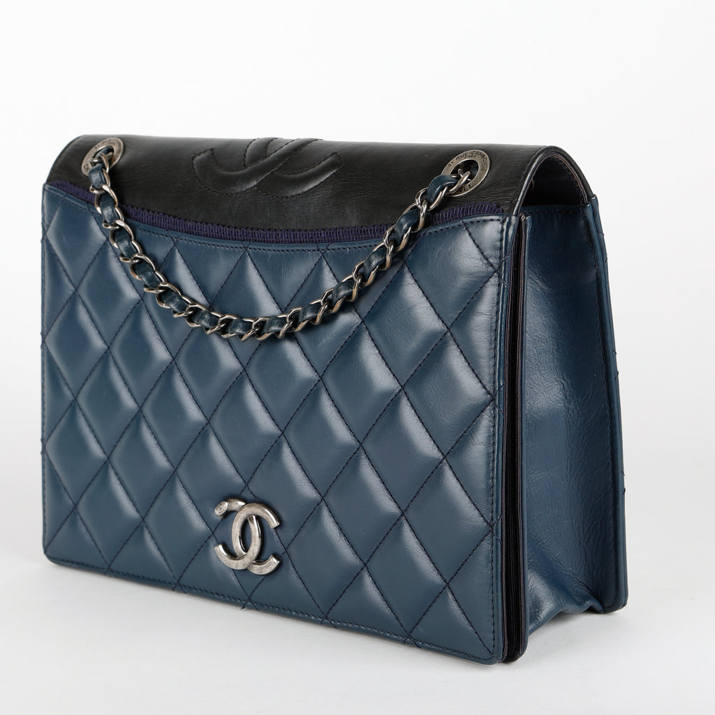 Medium Ballerine Flap Bag Navy and Black