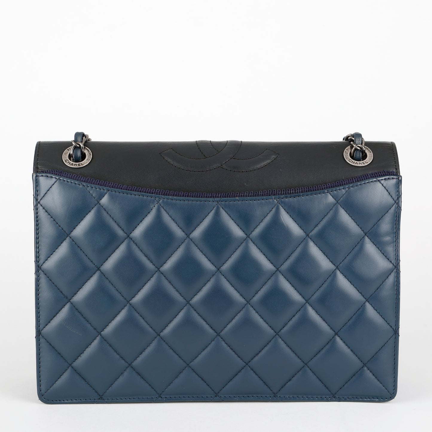 Medium Ballerine Flap Bag Navy and Black