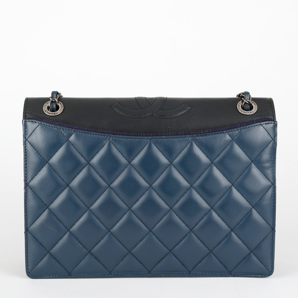 Medium Ballerine Flap Bag Navy and Black