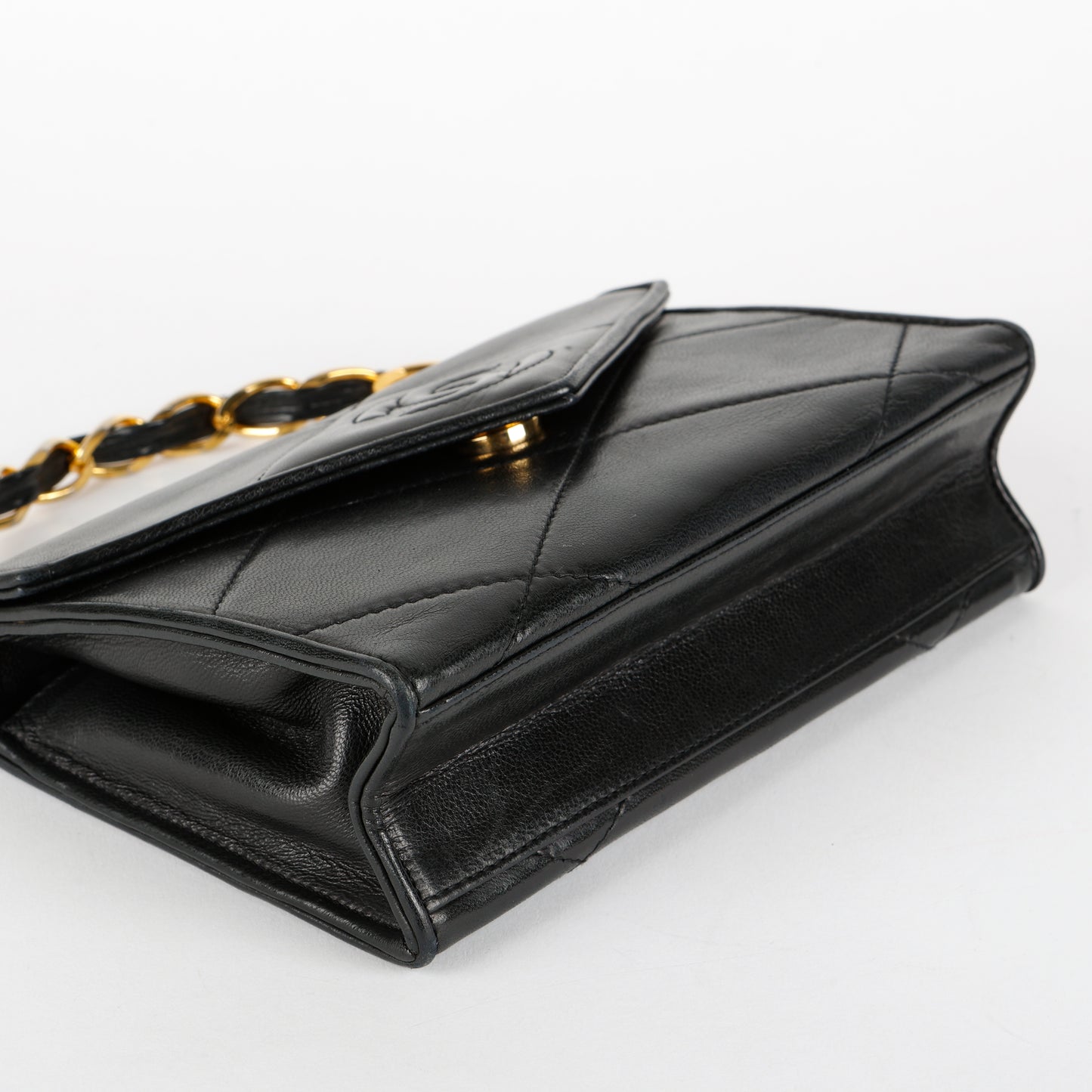 Timeless Envelope Flap Top Handle, Black Lambskin