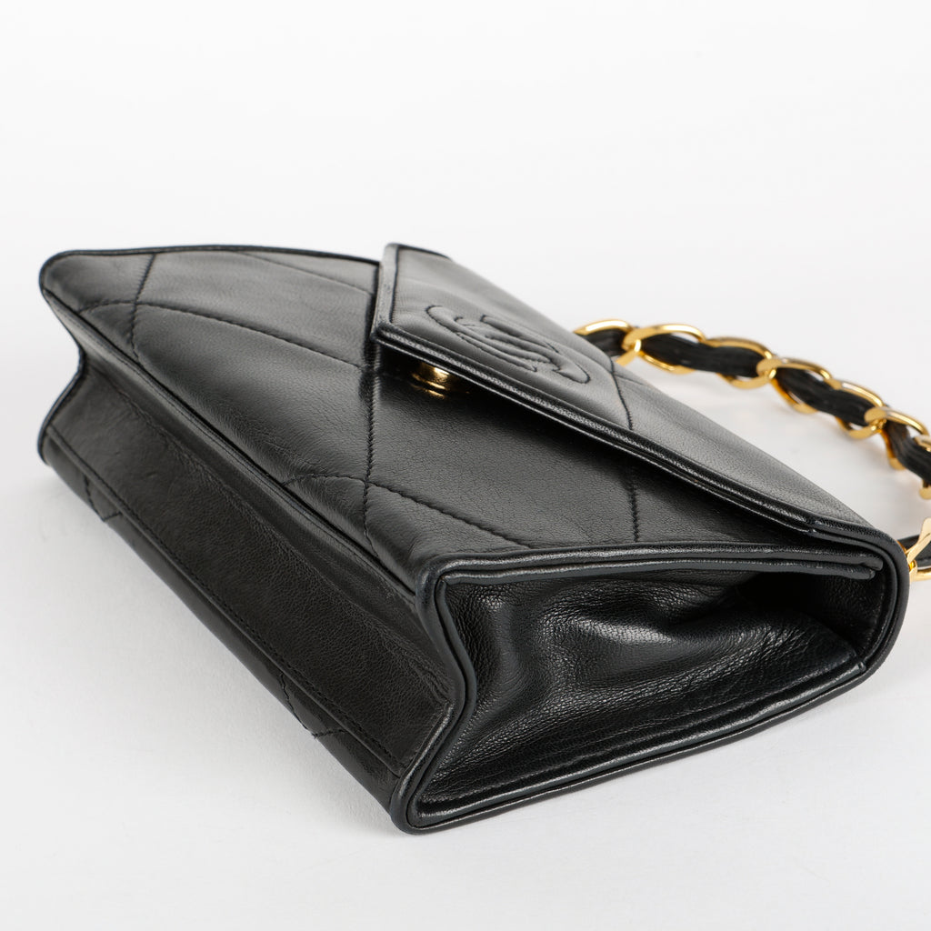 Timeless Envelope Flap Top Handle, Black Lambskin