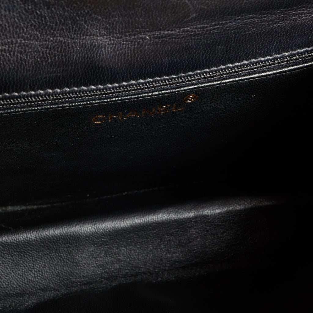 Timeless Envelope Flap Top Handle, Black Lambskin