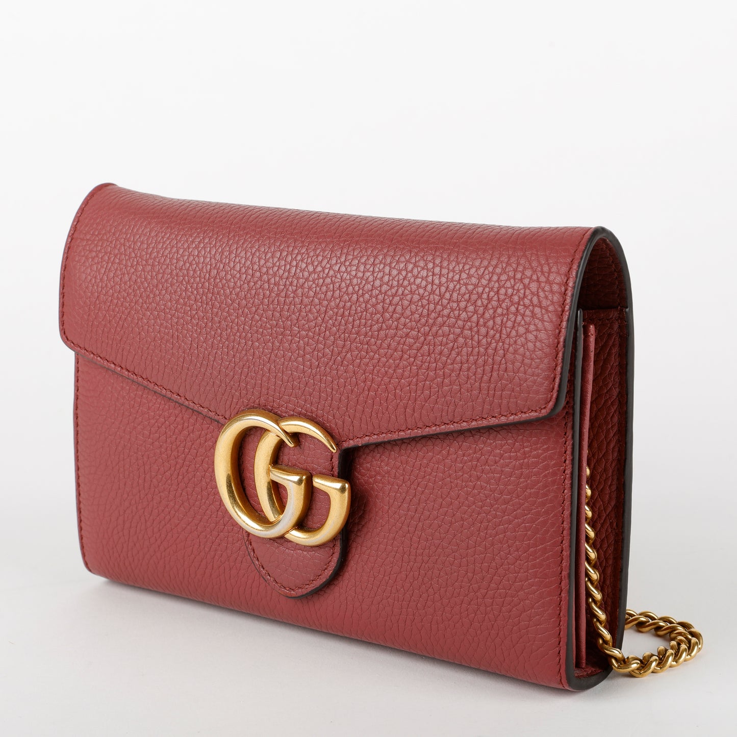 GG Marmont Chain Wallet, Berry Calfskin