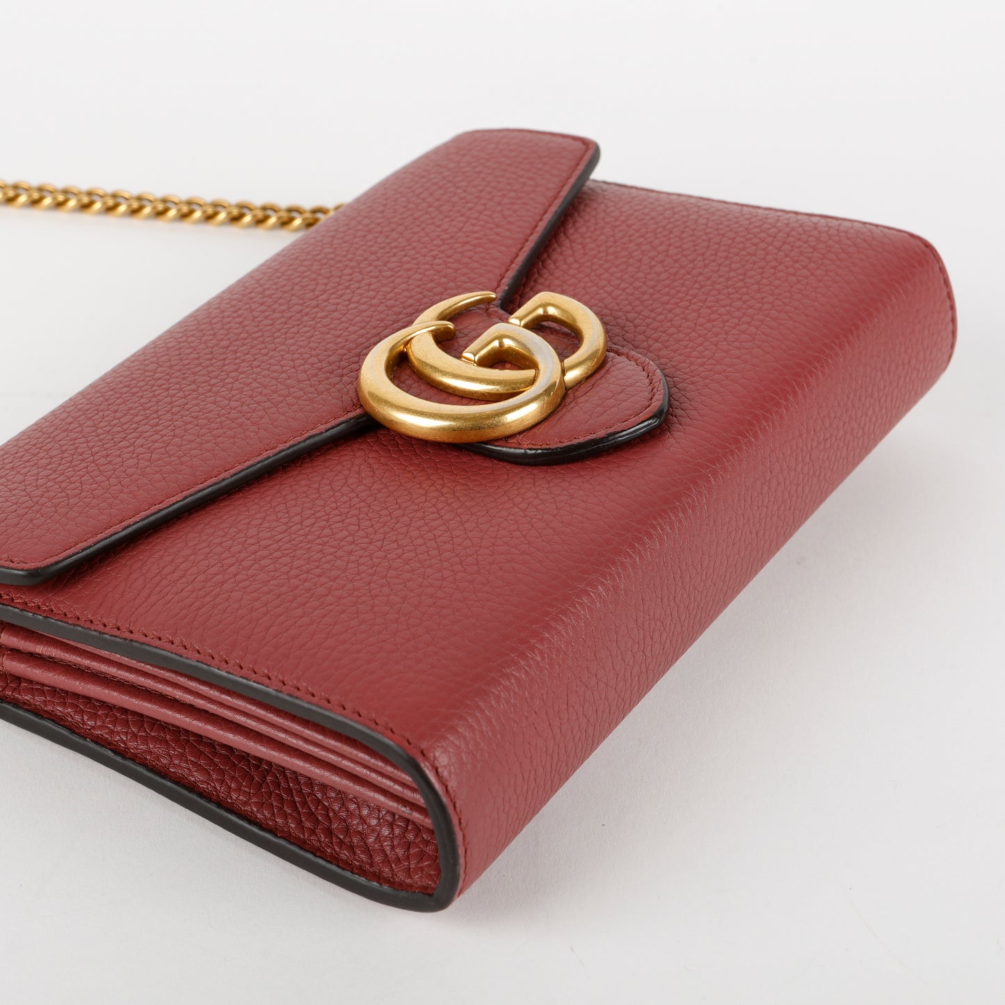 GG Marmont Chain Wallet, Berry Calfskin