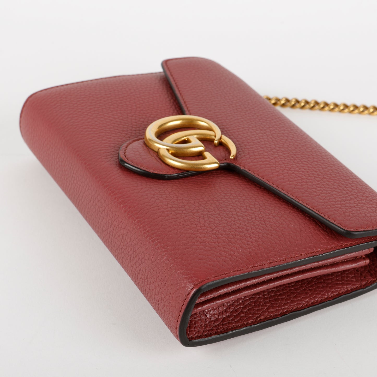 GG Marmont Chain Wallet, Berry Calfskin