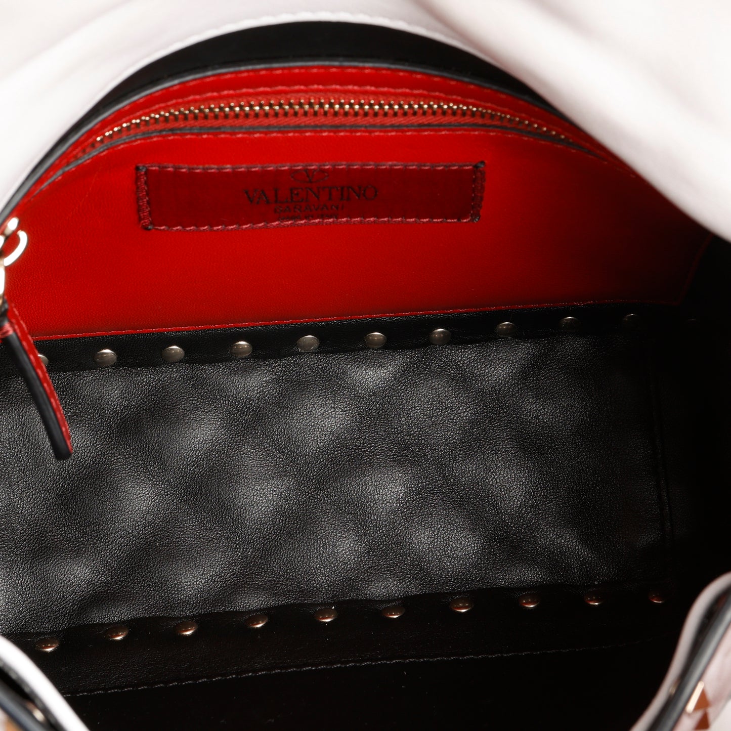 Medium Rockstud Spike Shoulder Bag, White Nappa
