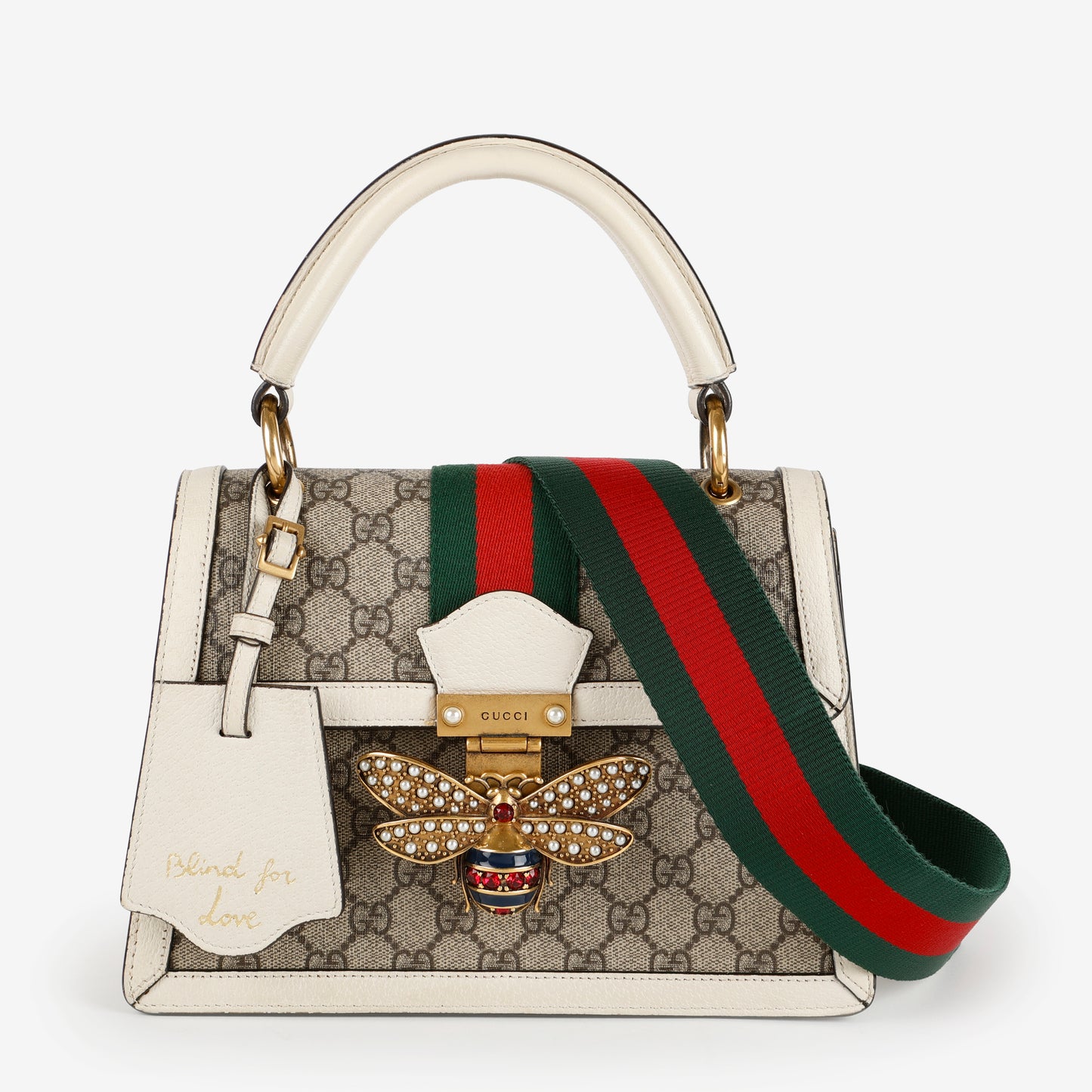 Small Queen Margaret Top Handle Bag, White Supreme