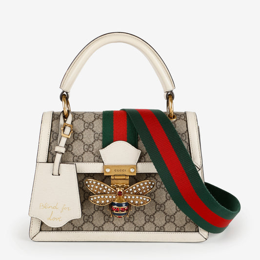 Small Queen Margaret Top Handle Bag, White Supreme
