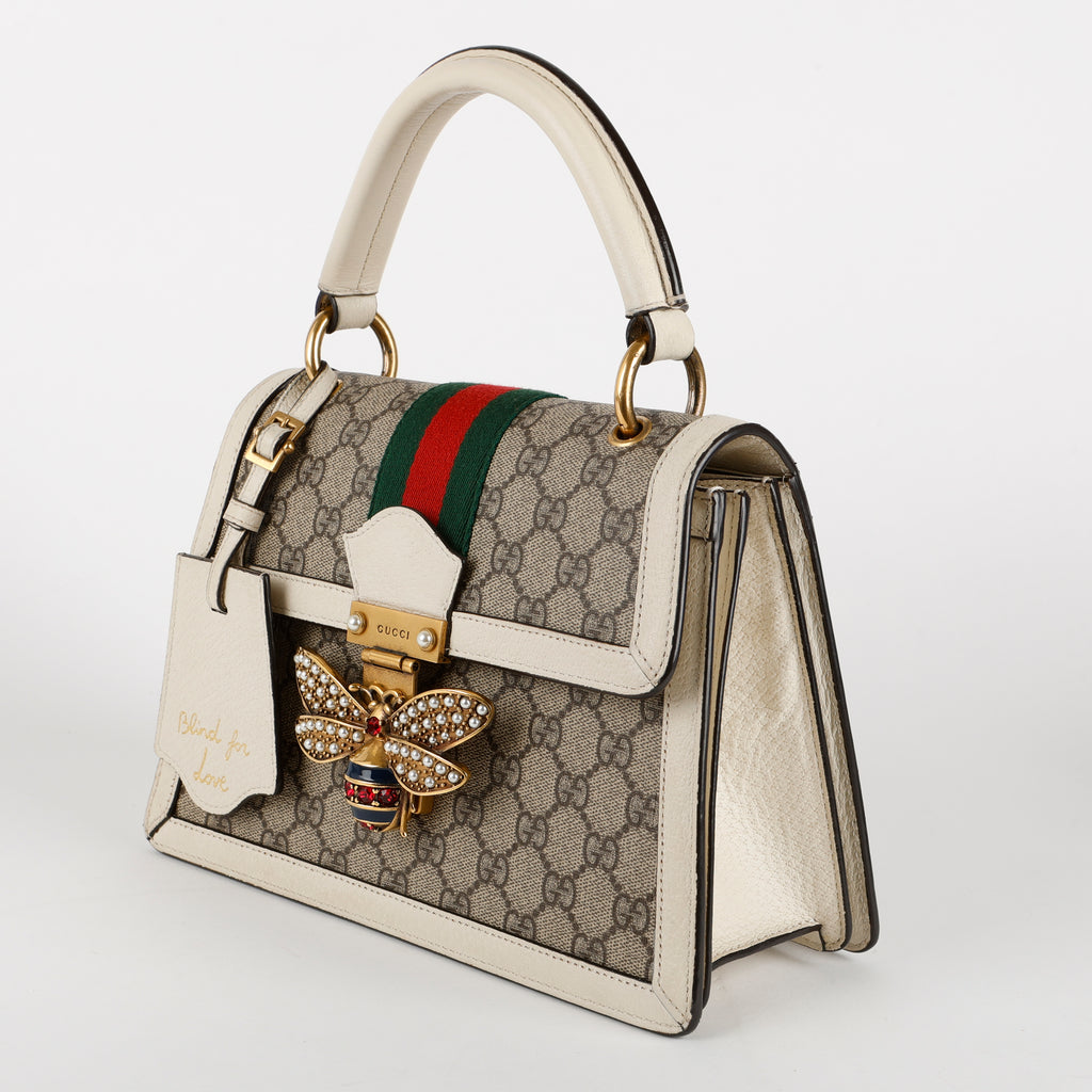 Small Queen Margaret Top Handle Bag, White Supreme