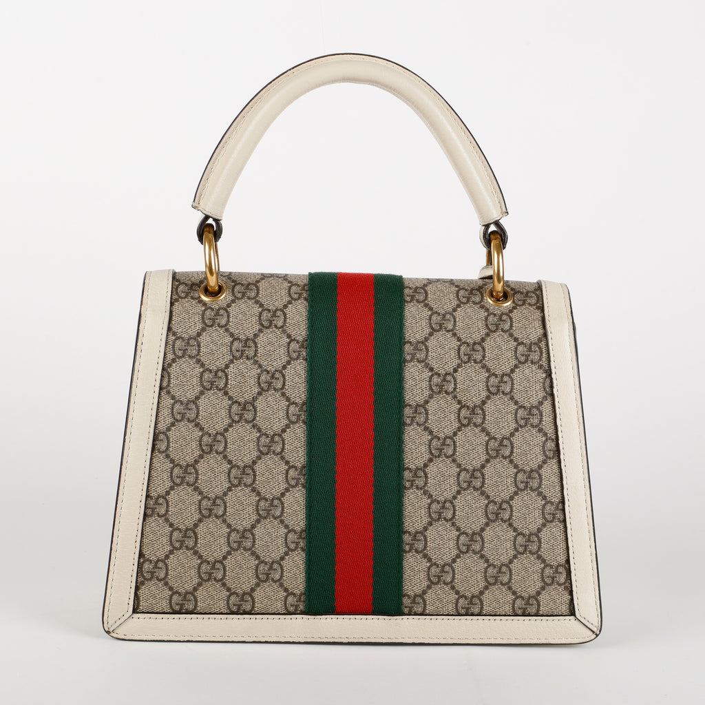 Small Queen Margaret Top Handle Bag, White Supreme