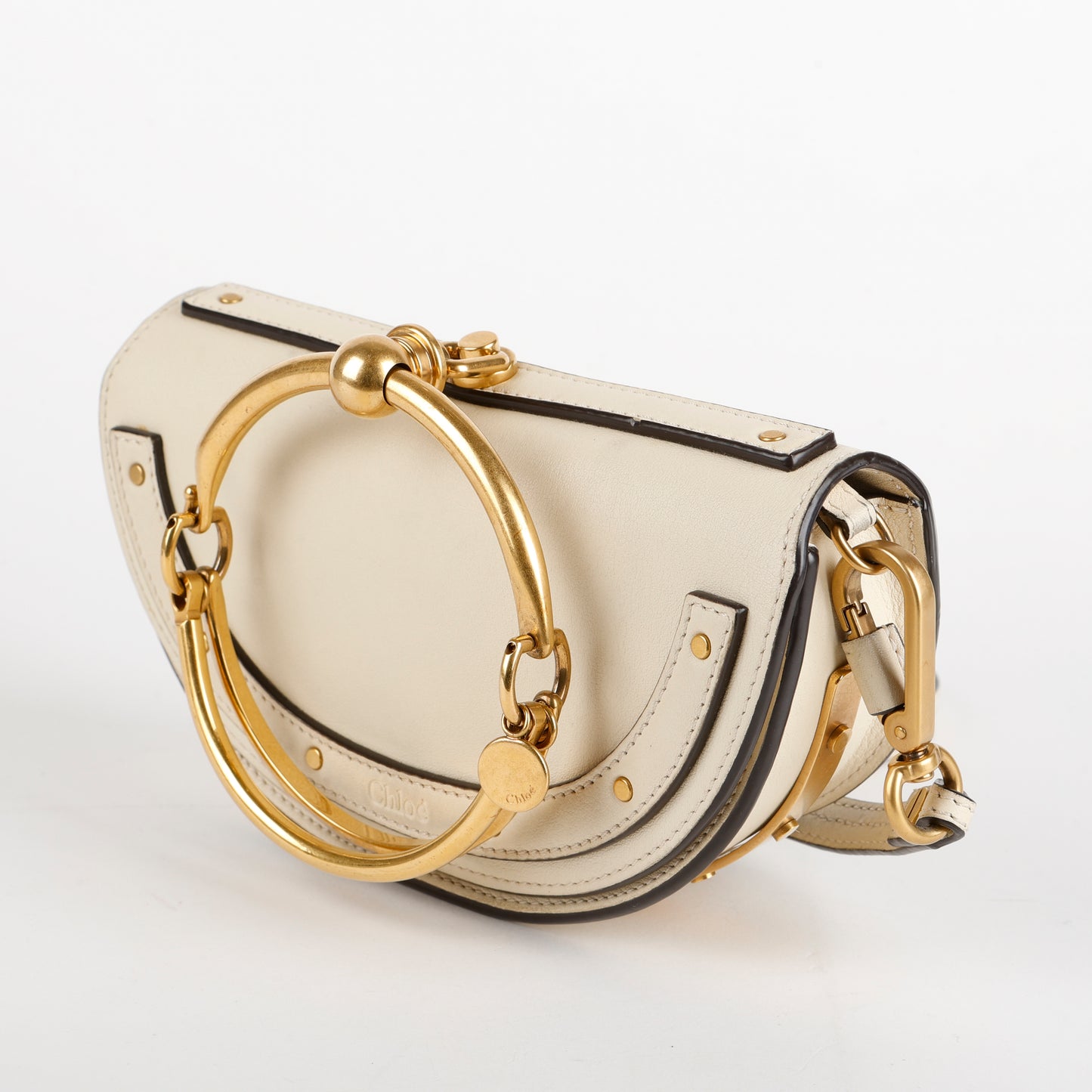Small Nile Half Moon Bracelet Crossbody, Cream
