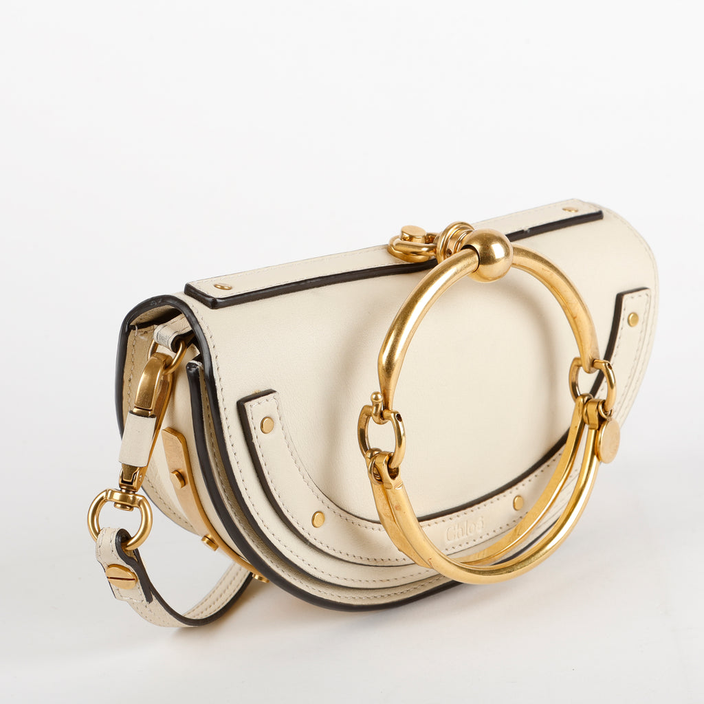 Small Nile Half Moon Bracelet Crossbody, Cream