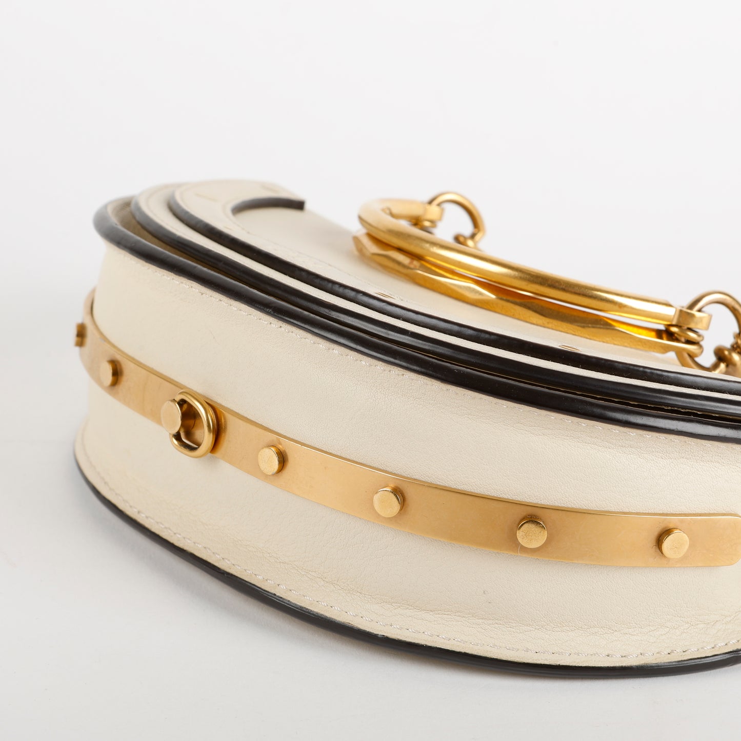 Small Nile Half Moon Bracelet Crossbody, Cream
