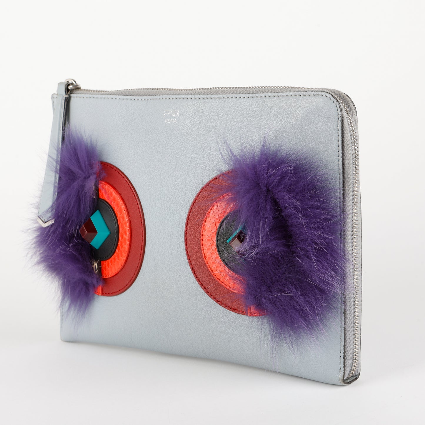Blue and Purple Feather, Python Eyes Monster Clutch