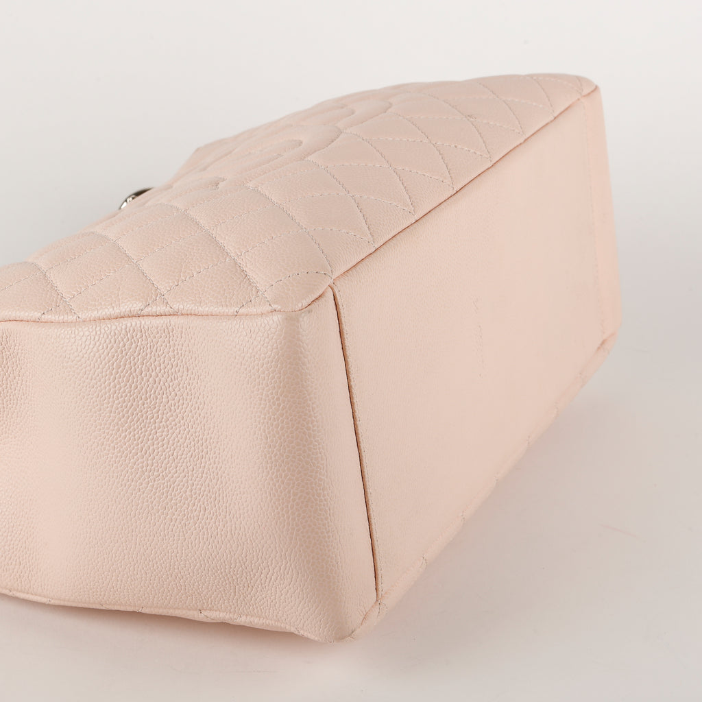 Grand Shopping Tote, Light Pink Caviar Silver Hardware