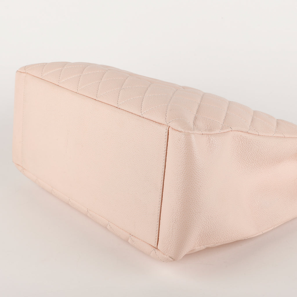 Grand Shopping Tote, Light Pink Caviar Silver Hardware