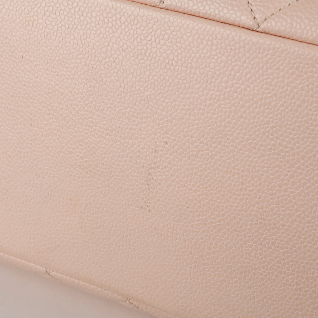 Grand Shopping Tote, Light Pink Caviar Silver Hardware