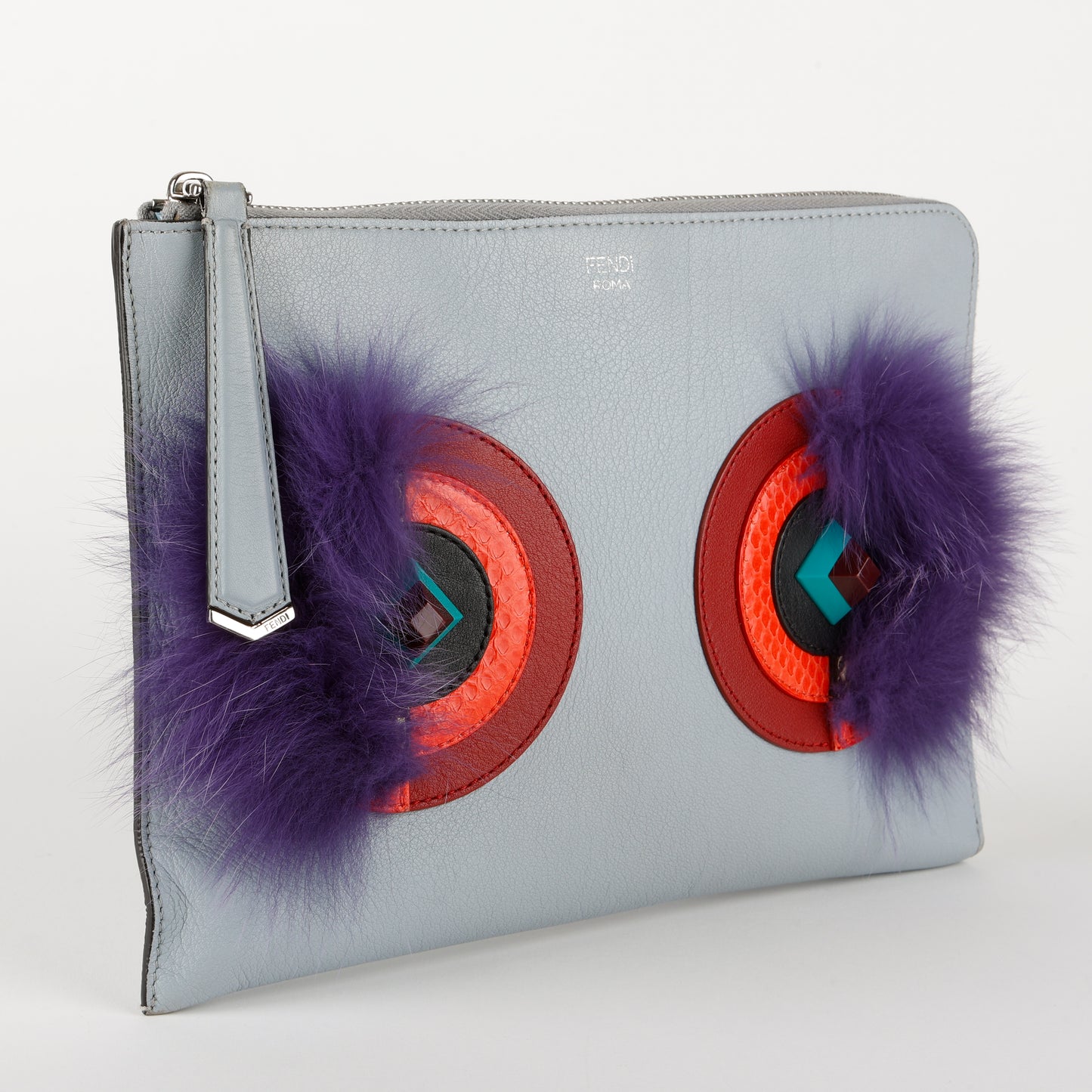 Blue and Purple Feather, Python Eyes Monster Clutch