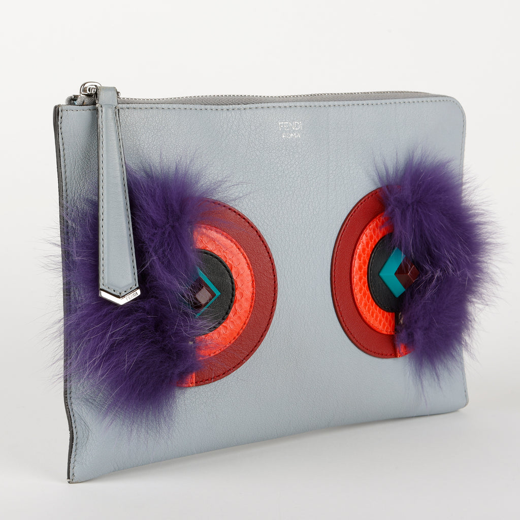 Blue and Purple Feather, Python Eyes Monster Clutch