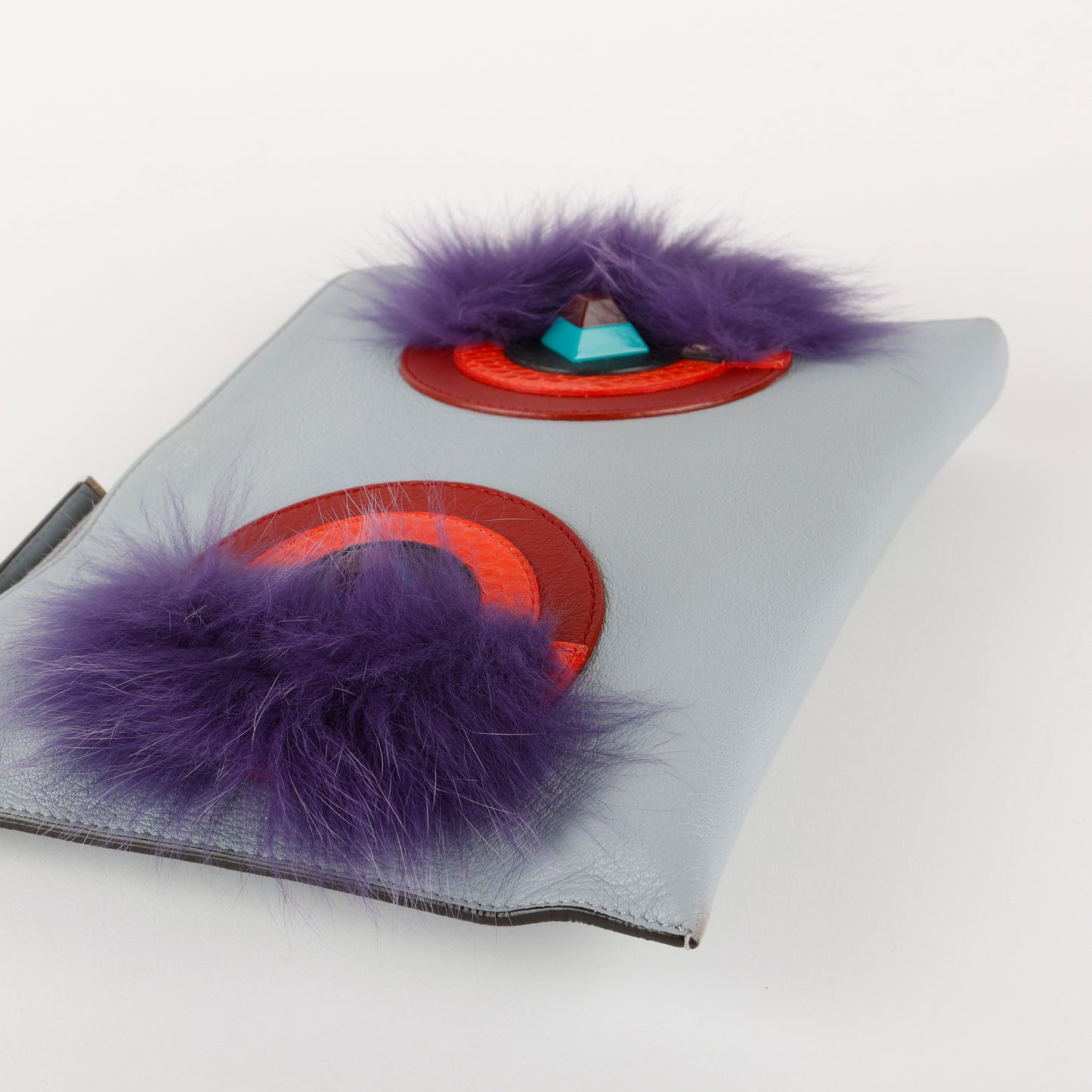 Blue and Purple Feather, Python Eyes Monster Clutch