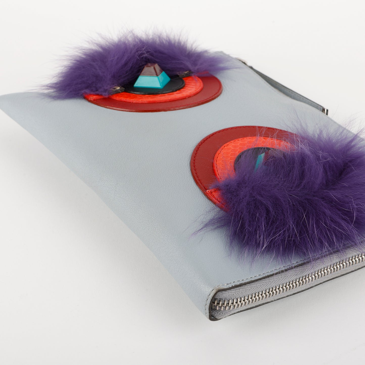 Blue and Purple Feather, Python Eyes Monster Clutch