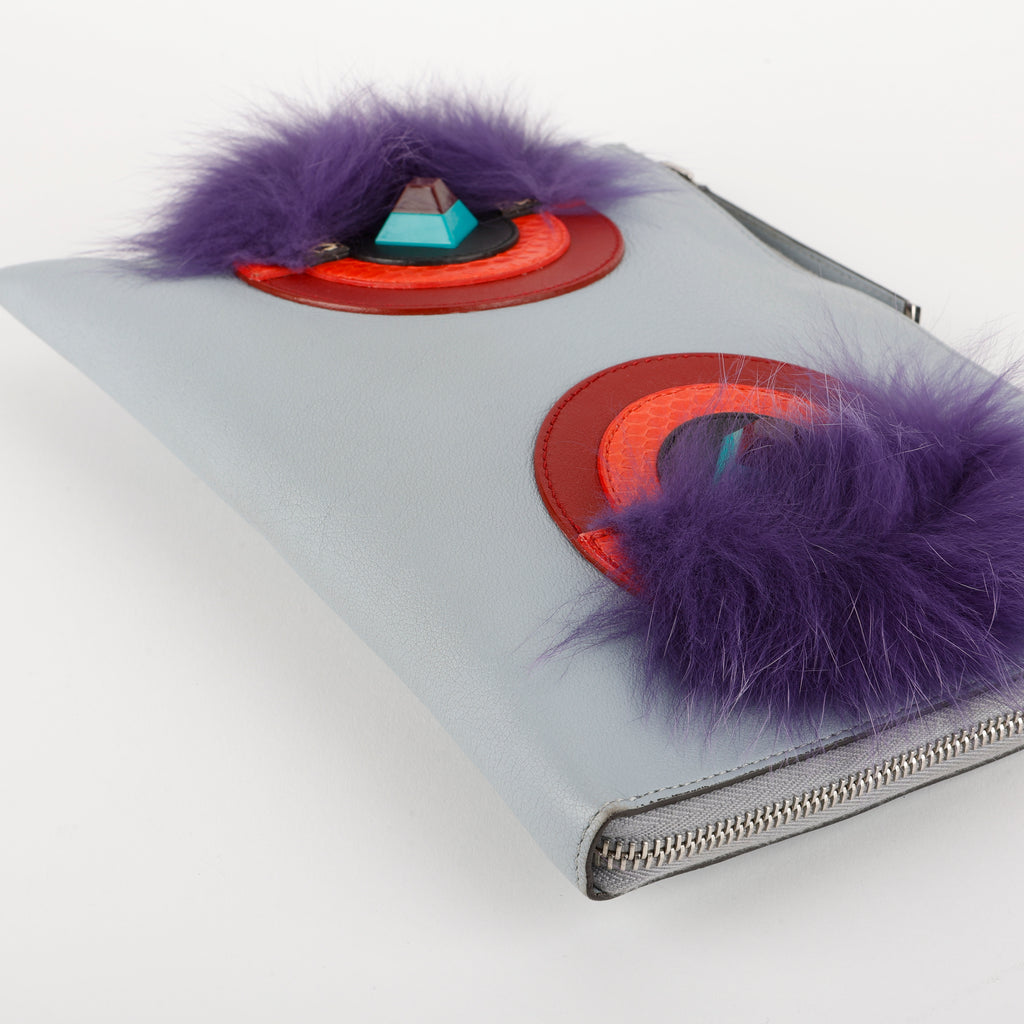 Blue and Purple Feather, Python Eyes Monster Clutch