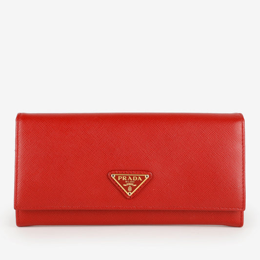 Continental Wallet, Red Saffiano