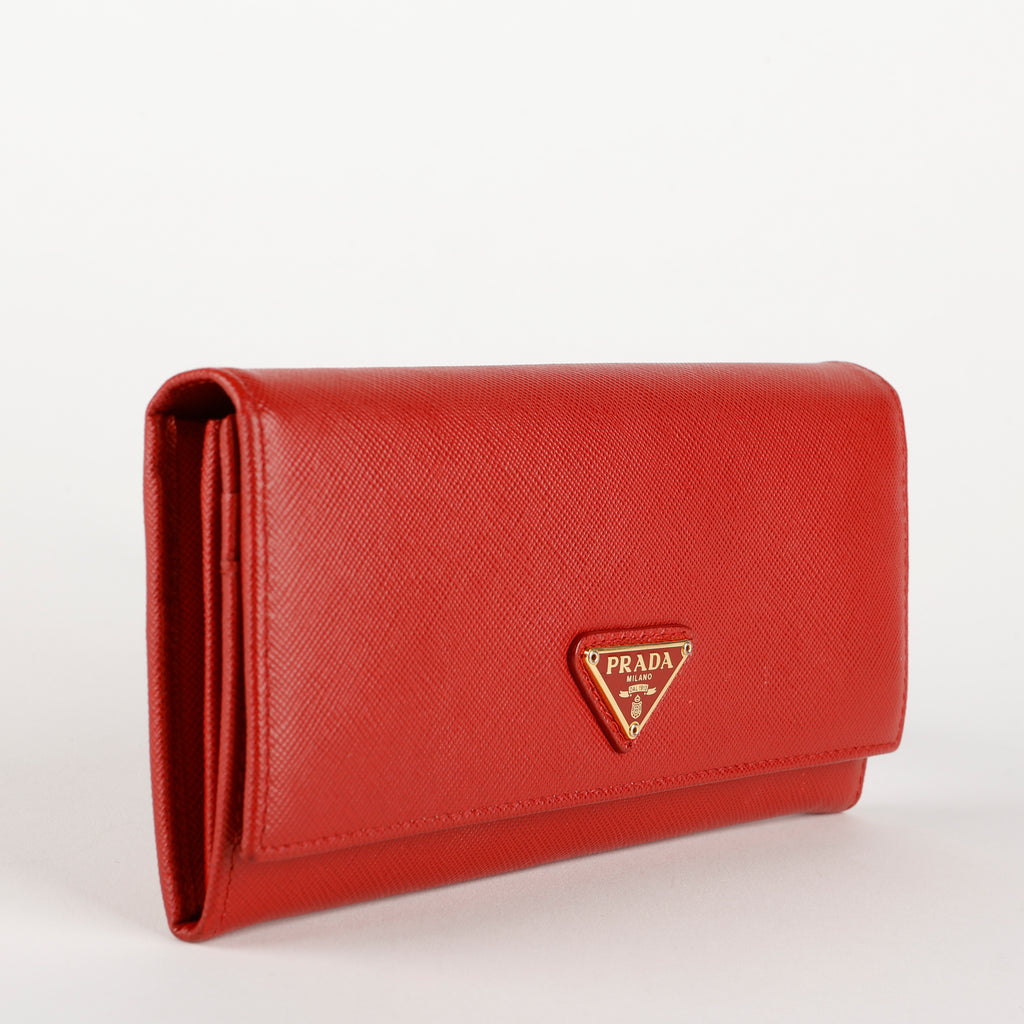 Continental Wallet, Red Saffiano
