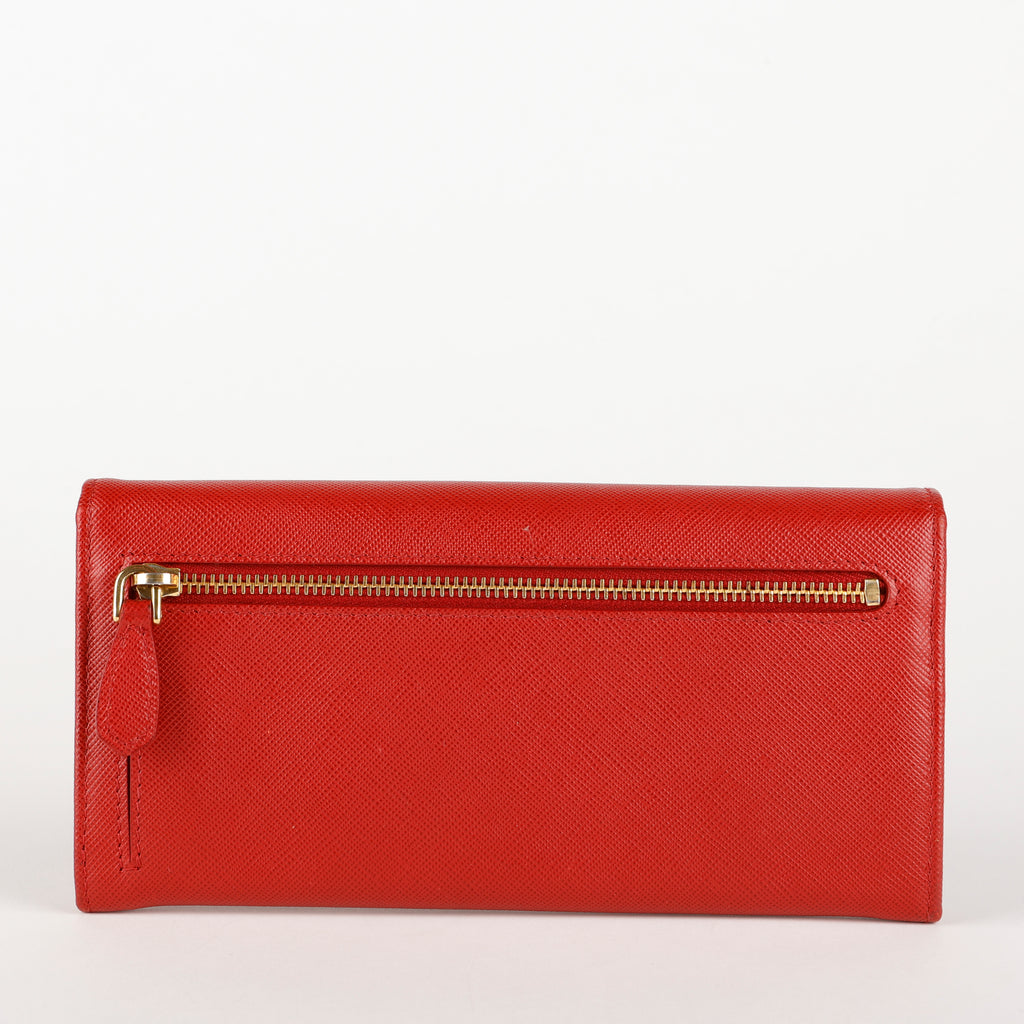 Continental Wallet, Red Saffiano