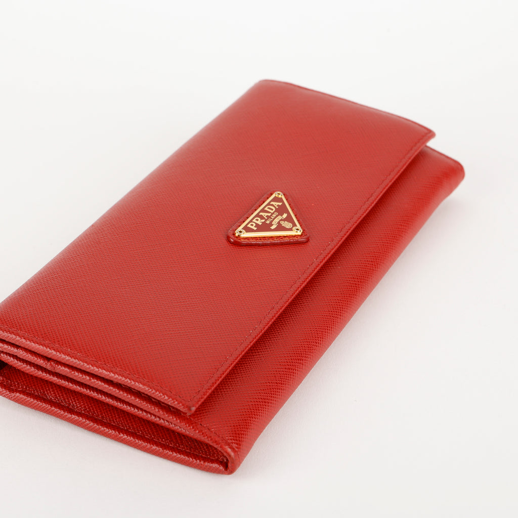Continental Wallet, Red Saffiano