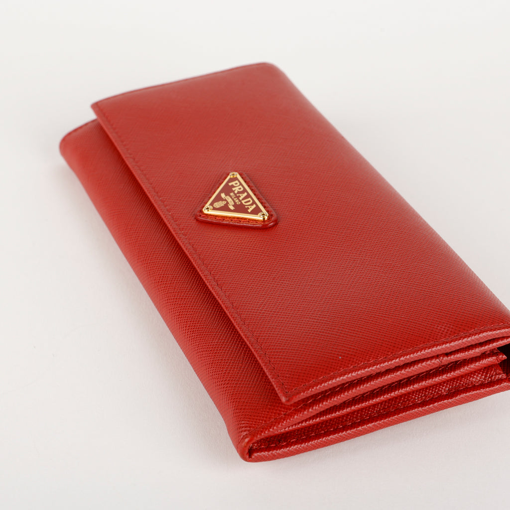 Continental Wallet, Red Saffiano