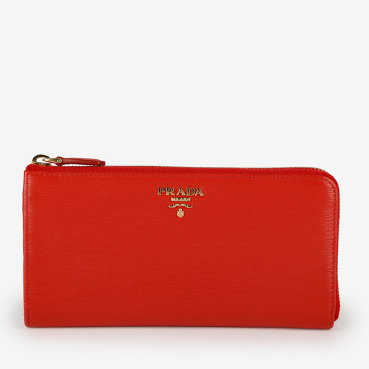 Move Zip Around Long Wallet, Red Vitello
