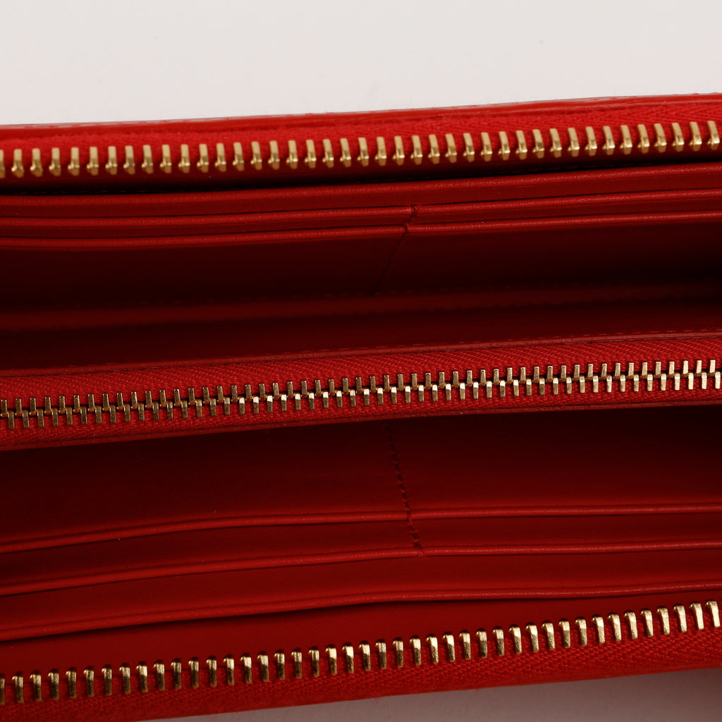 Move Zip Around Long Wallet, Red Vitello