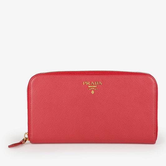 Zip Around Wallet, Pink Saffiano