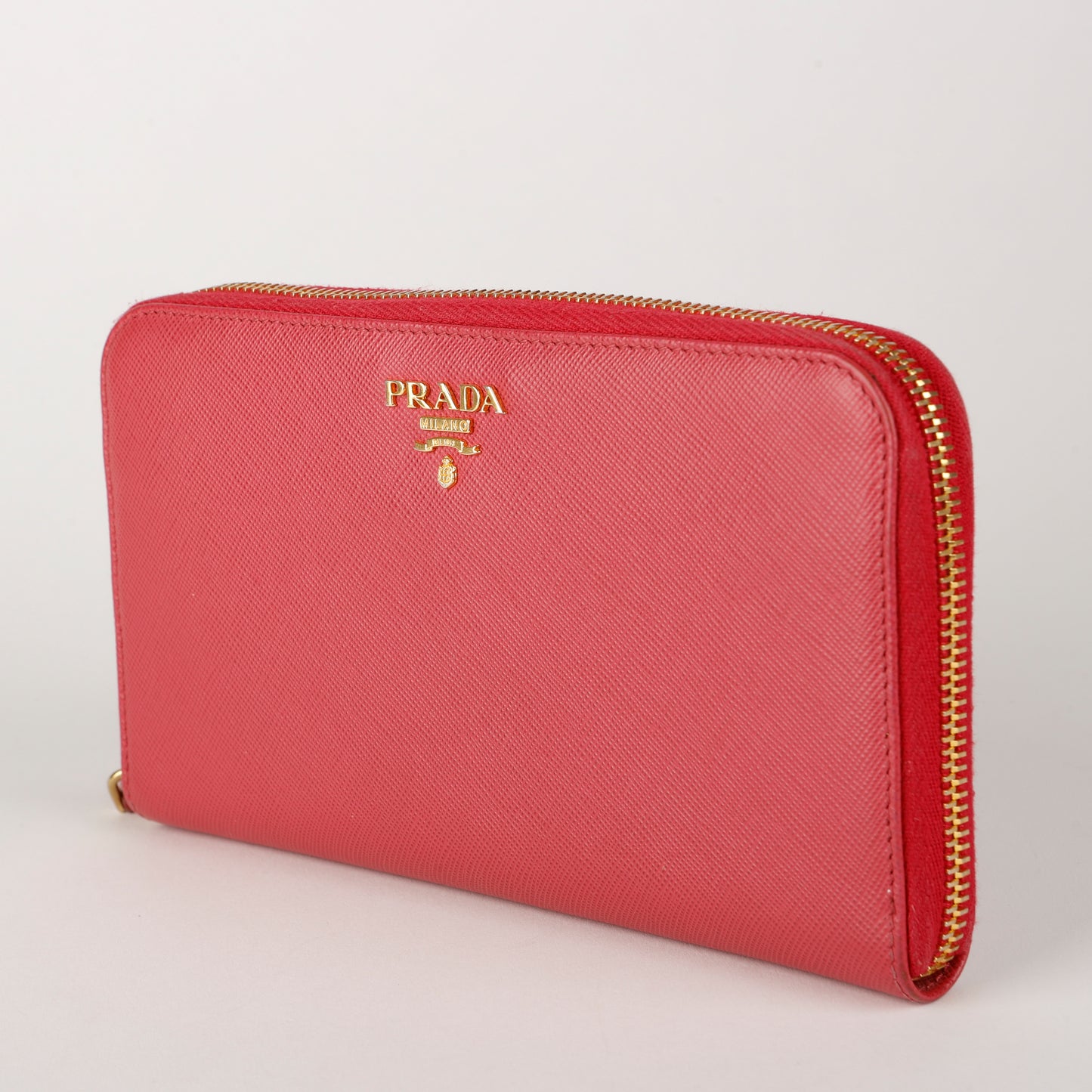 Zip Around Wallet, Pink Saffiano