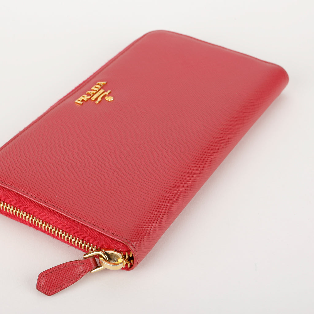 Zip Around Wallet, Pink Saffiano