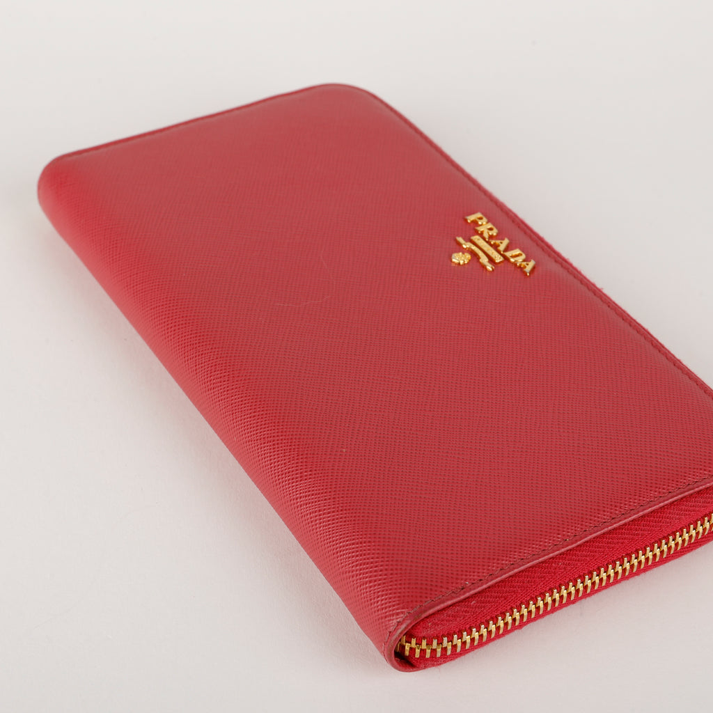 Zip Around Wallet, Pink Saffiano