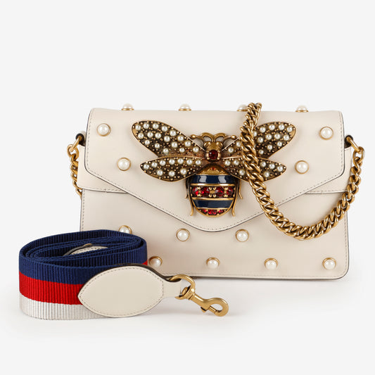 Broadway Pearly Bee Shoulder Bag, Cream 1
