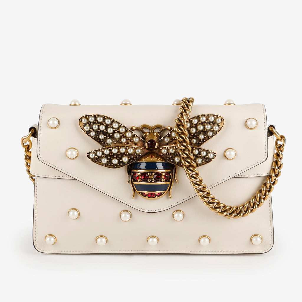 Broadway Pearly Bee Shoulder Bag, Cream 1