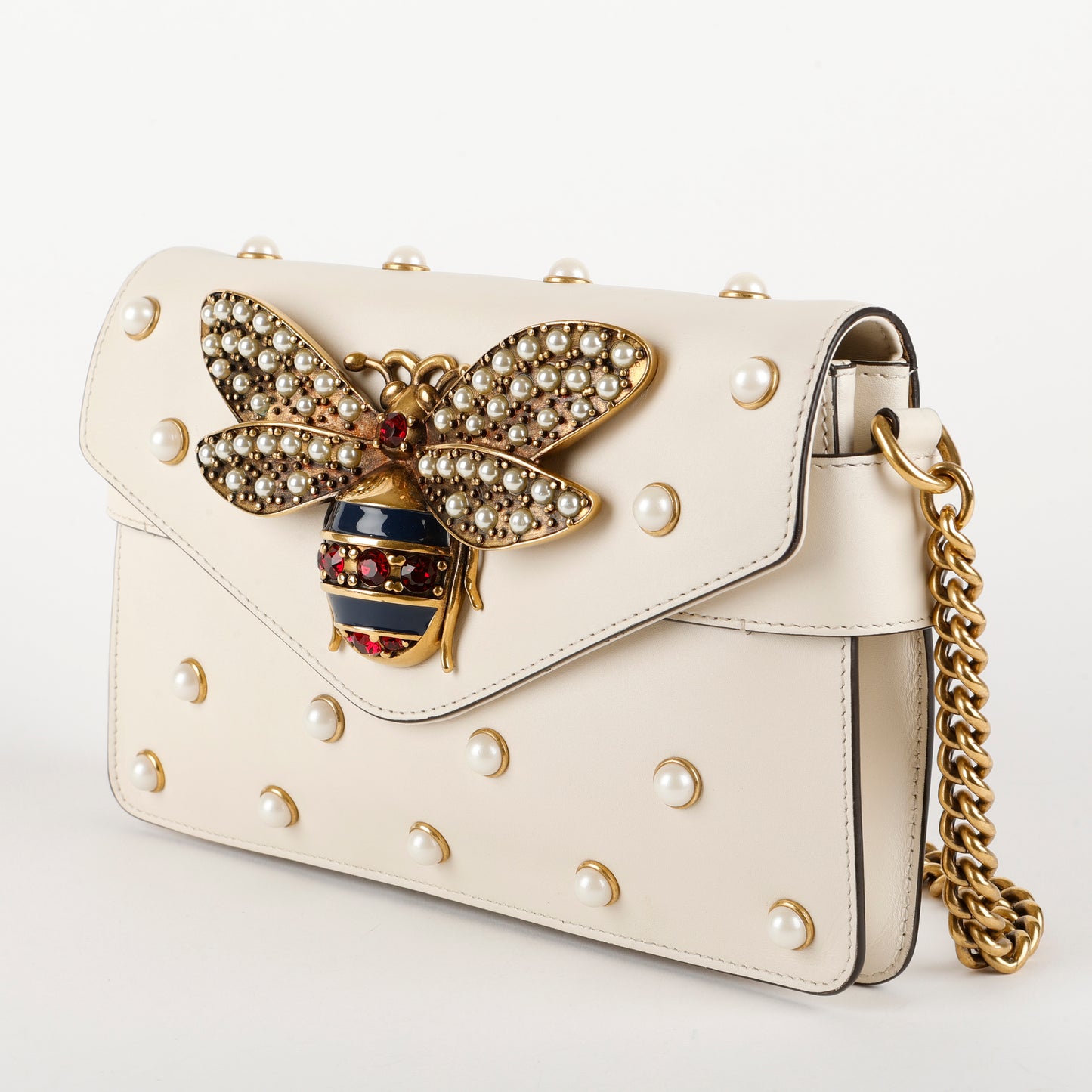 Broadway Pearly Bee Shoulder Bag, Cream 1