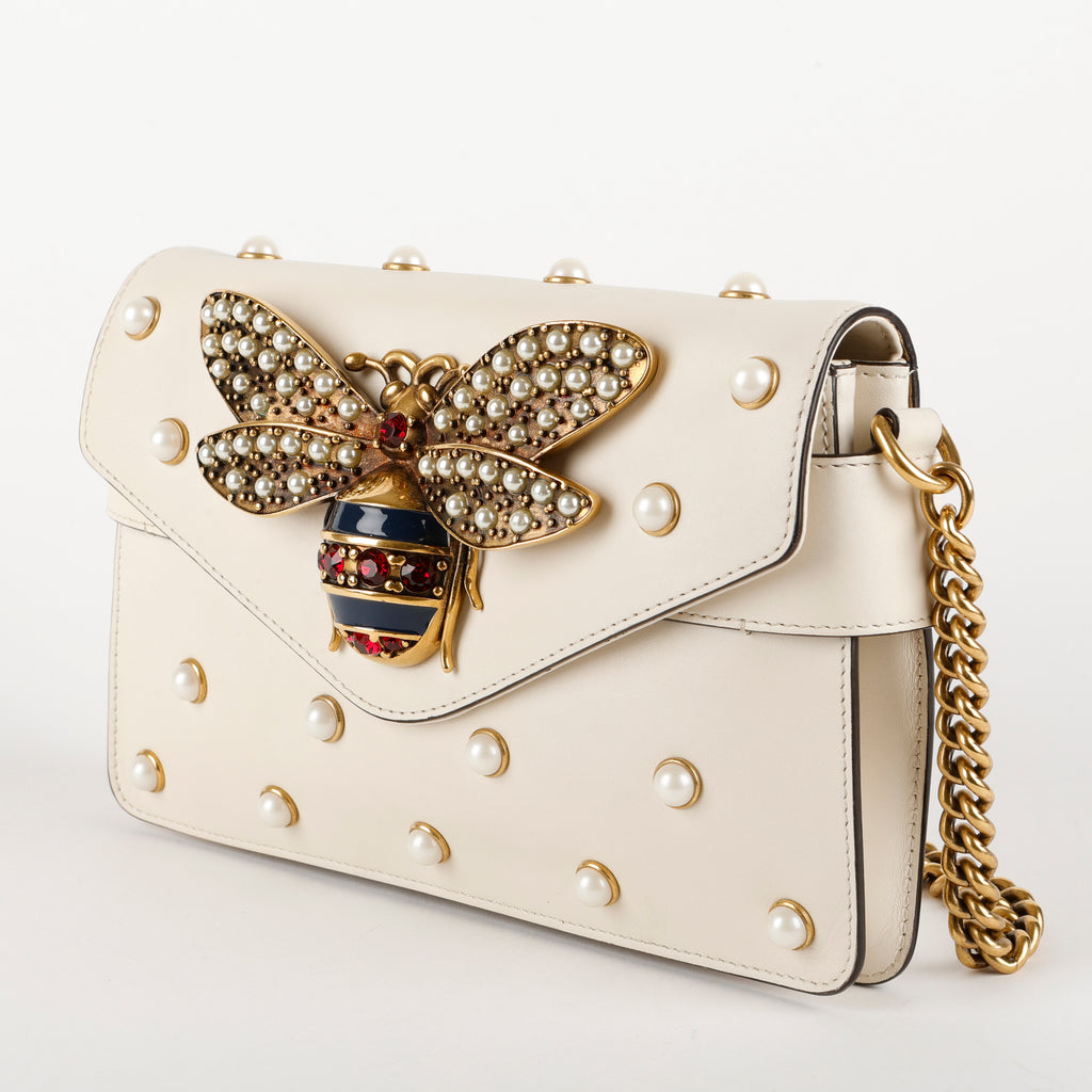 Broadway Pearly Bee Shoulder Bag, Cream 1