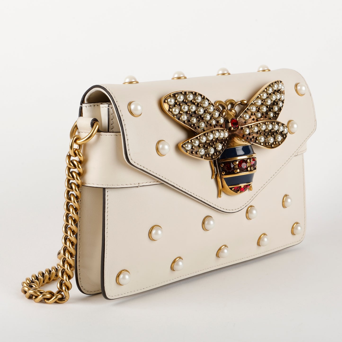 Broadway Pearly Bee Shoulder Bag, Cream 1