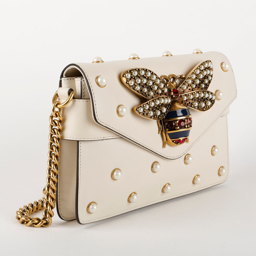 Broadway Pearly Bee Shoulder Bag, Cream 1